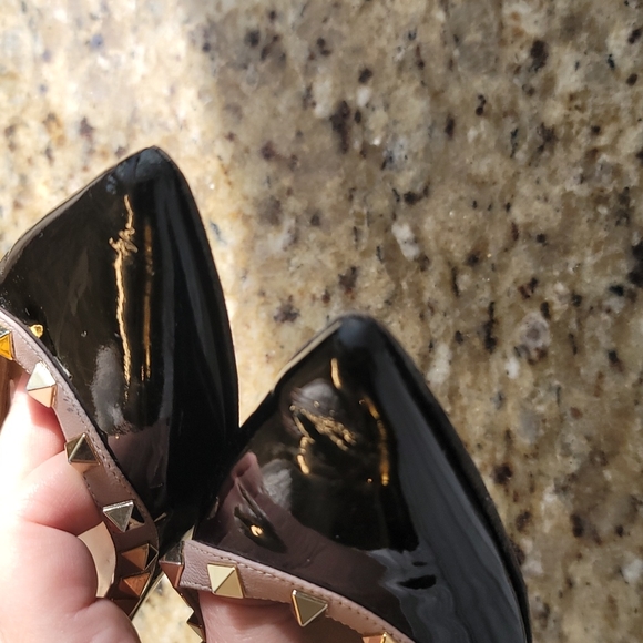 Valentino Sz 39 Rockstud Flats Patent Leather Point Toe - Picture 5 of 7